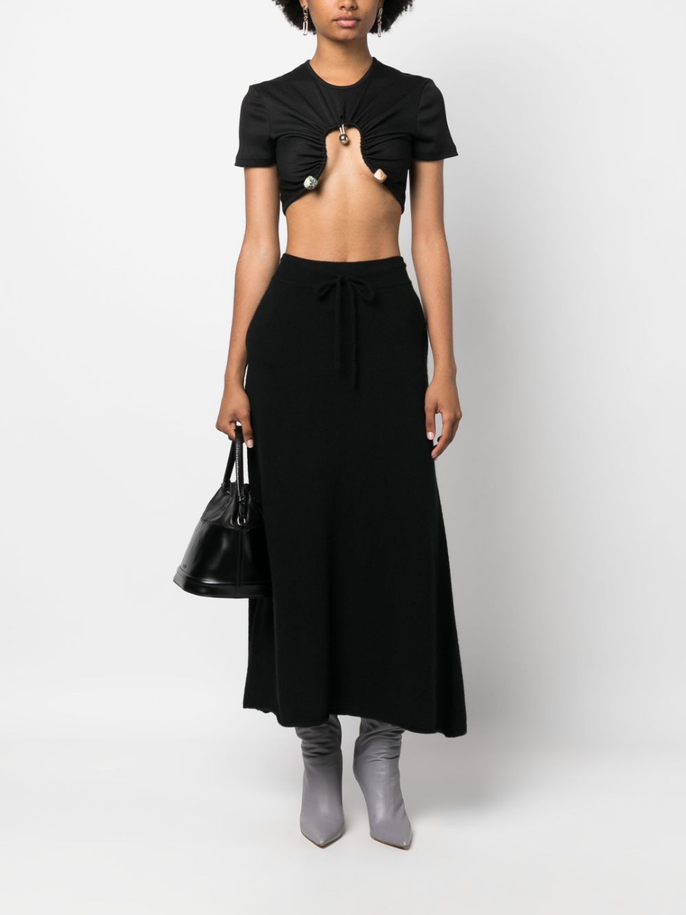 Loulou A-line cashmere maxi skirt - Zwart