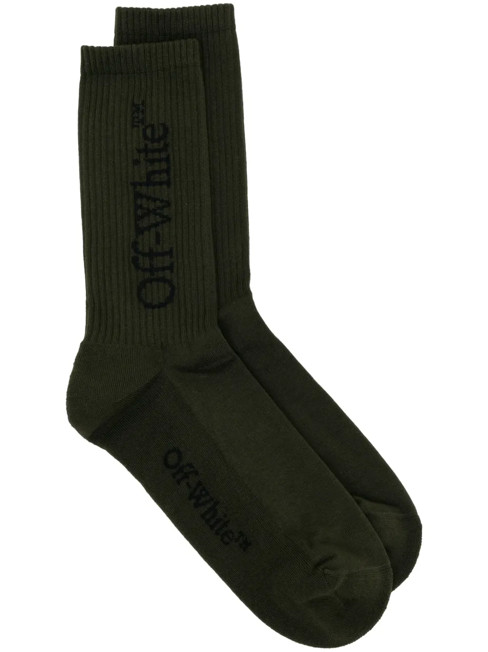 Off-White logo-intarsia cotton ankle socks | Green | Image 1