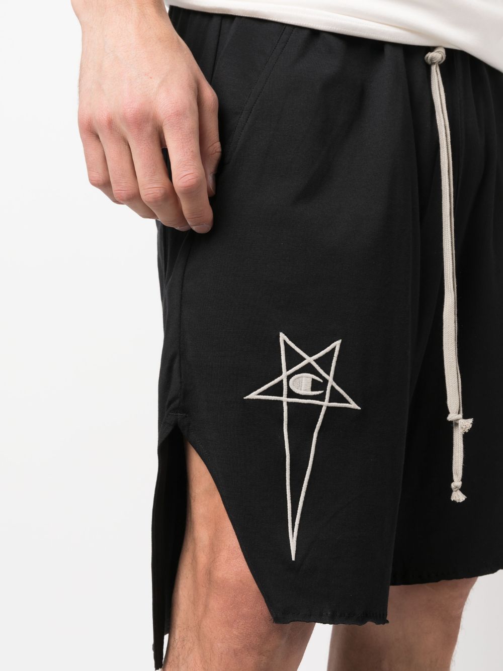 Shop Rick Owens X Champion Logo-embroidered Organic Cotton Shorts In Black