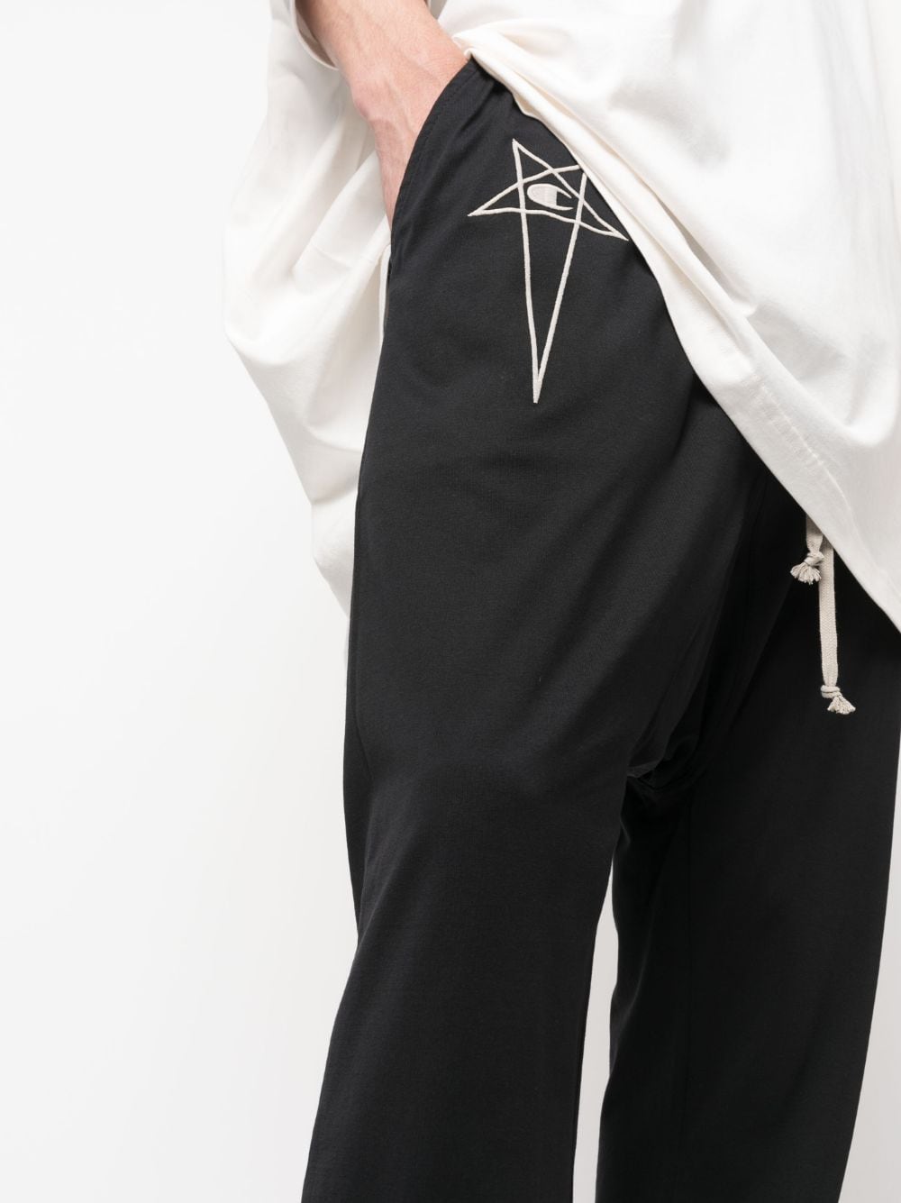 Shop Rick Owens X Champion Logo-embroidered Organic Cotton Track Pants In Black