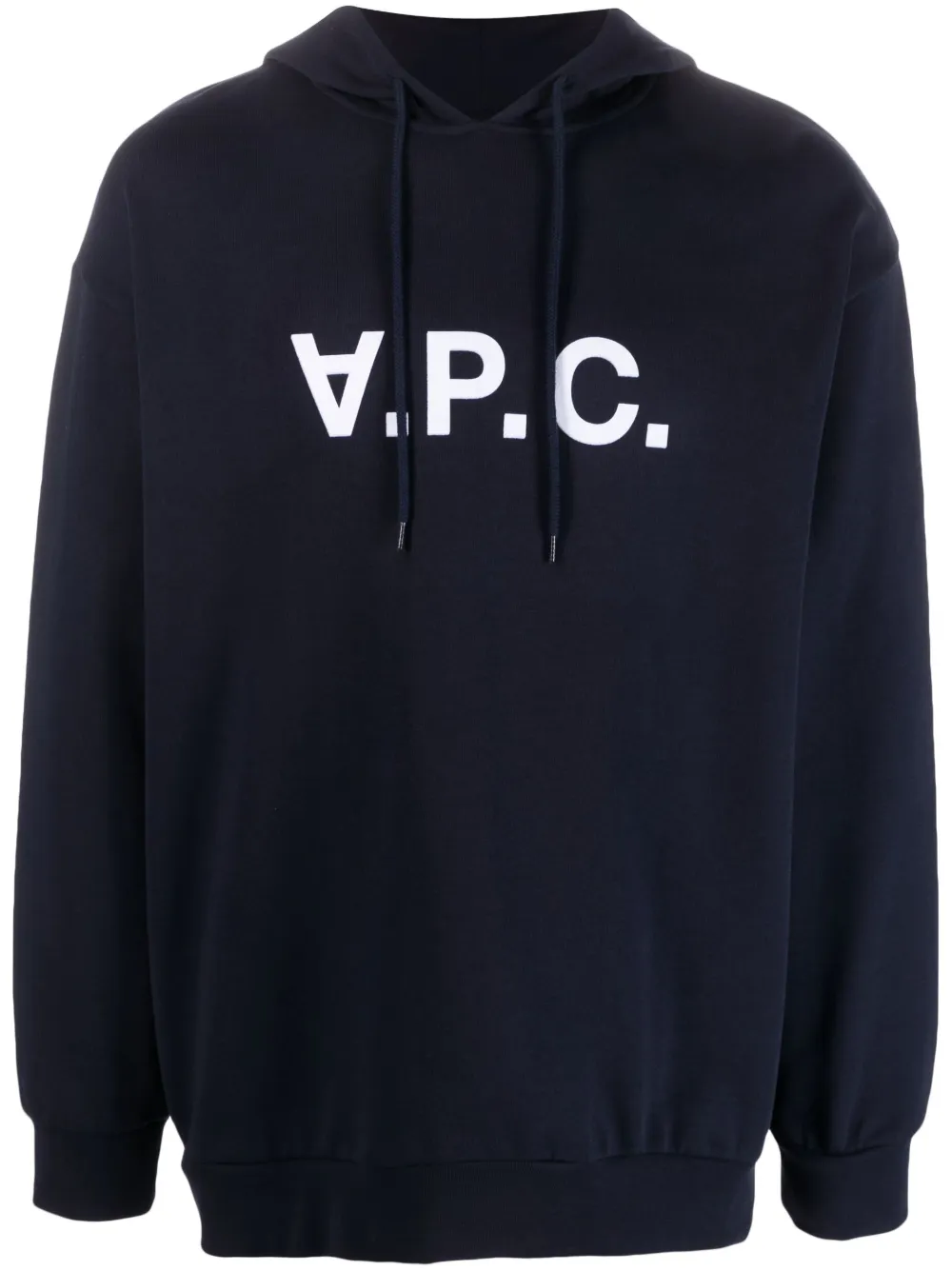 Apc A.p.c. Milo Hoodie With Flocked Logo Print In Blue