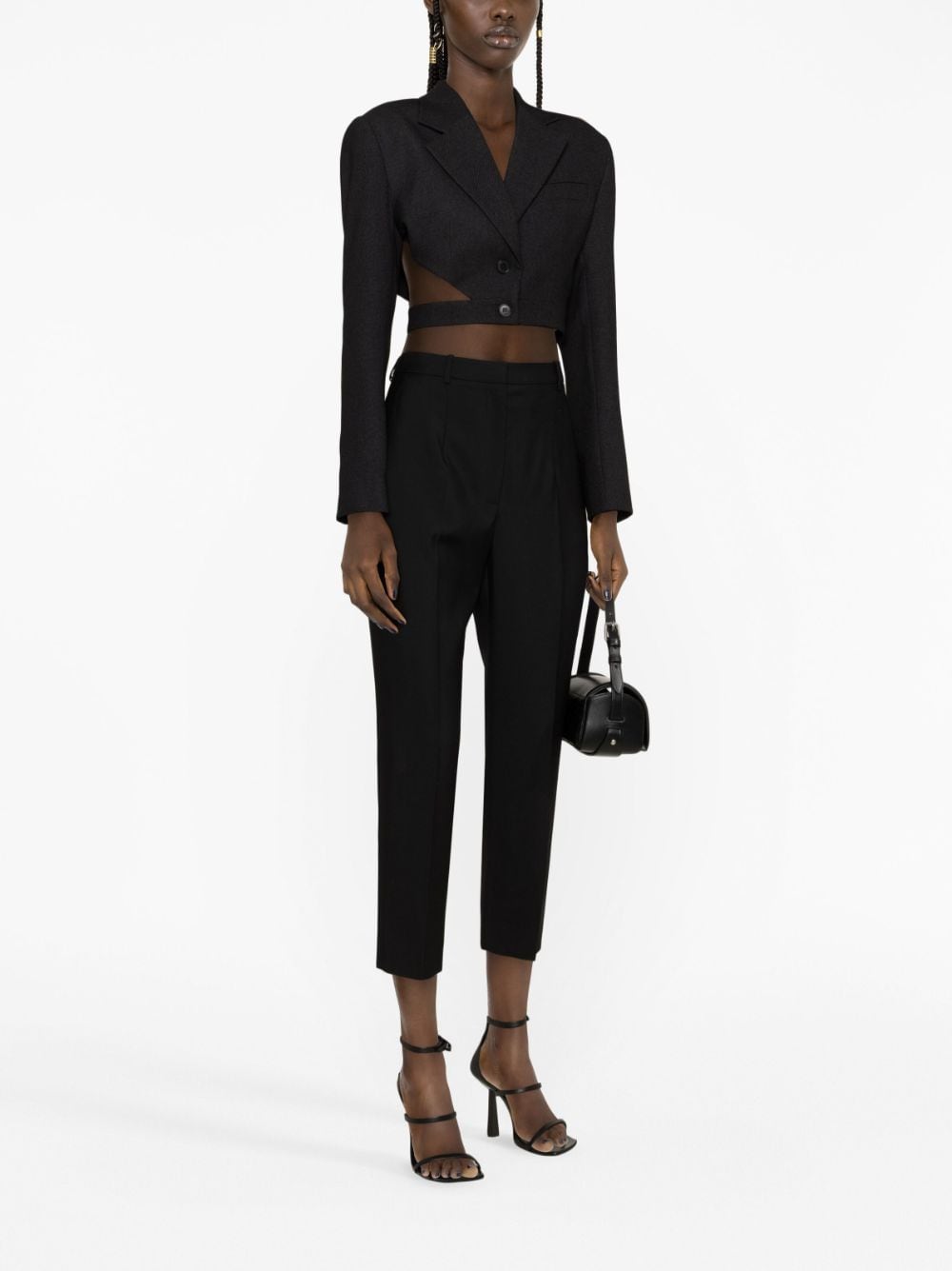 Shop Alexander Mcqueen Cropped Wool Trousers In Black