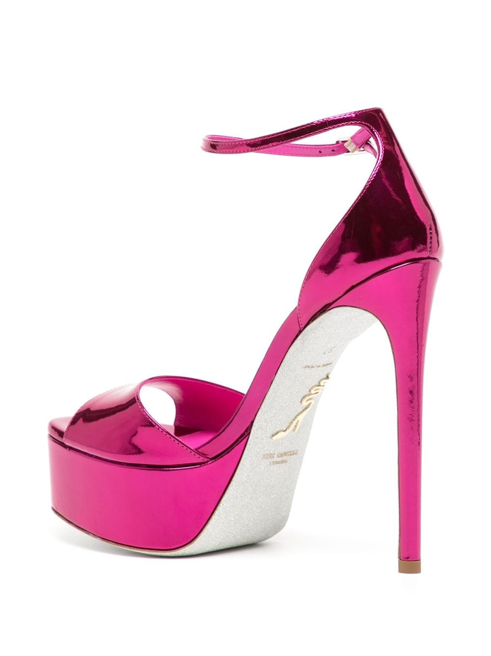 Shop René Caovilla Anastasia 130mm Metallic Platform Sandals In Rosa