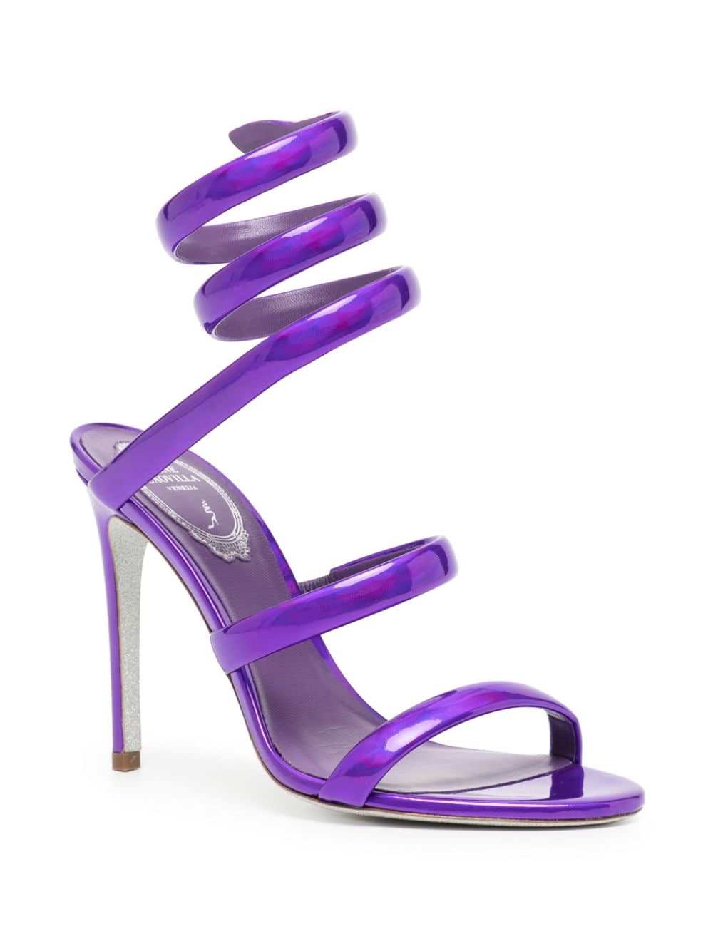 Shop René Caovilla Cleo 105mm Wraparound-style Sandals In Purple