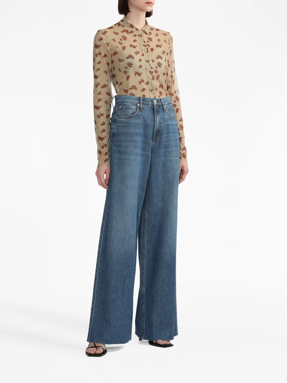 rag & bone T-shirt met grafische print - Beige
