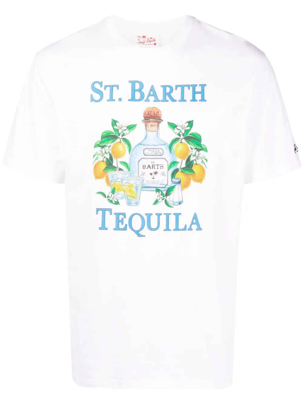 Mc2 Saint Barth Cotton T-shirt With St. Barth Tequila Print In 白色