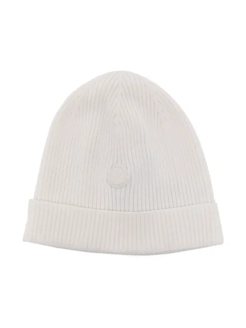 Moncler Enfant logo-patch ribbed-knit beanie 