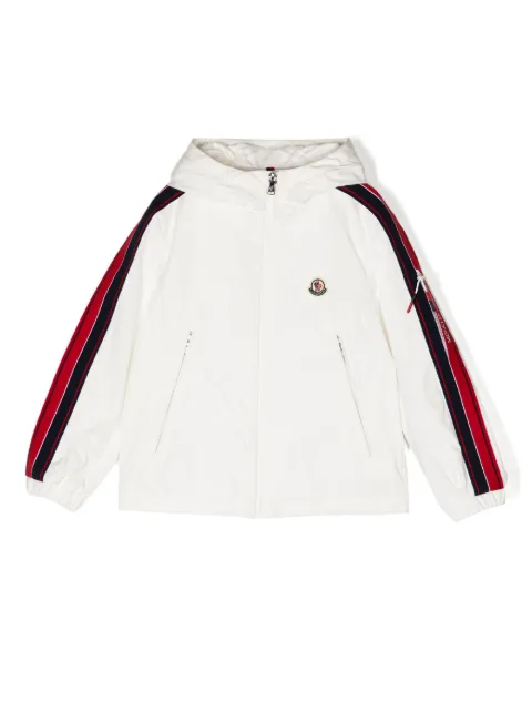 Moncler Enfant chamarra con capucha y detalle de rayas