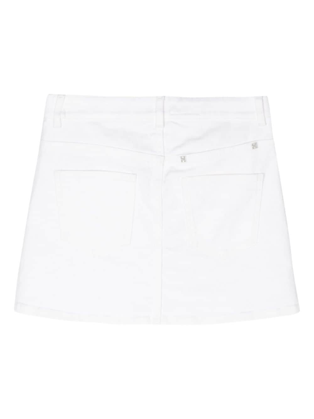 Shop Givenchy 4g-motif Denim Mini Skirt In Neutrals