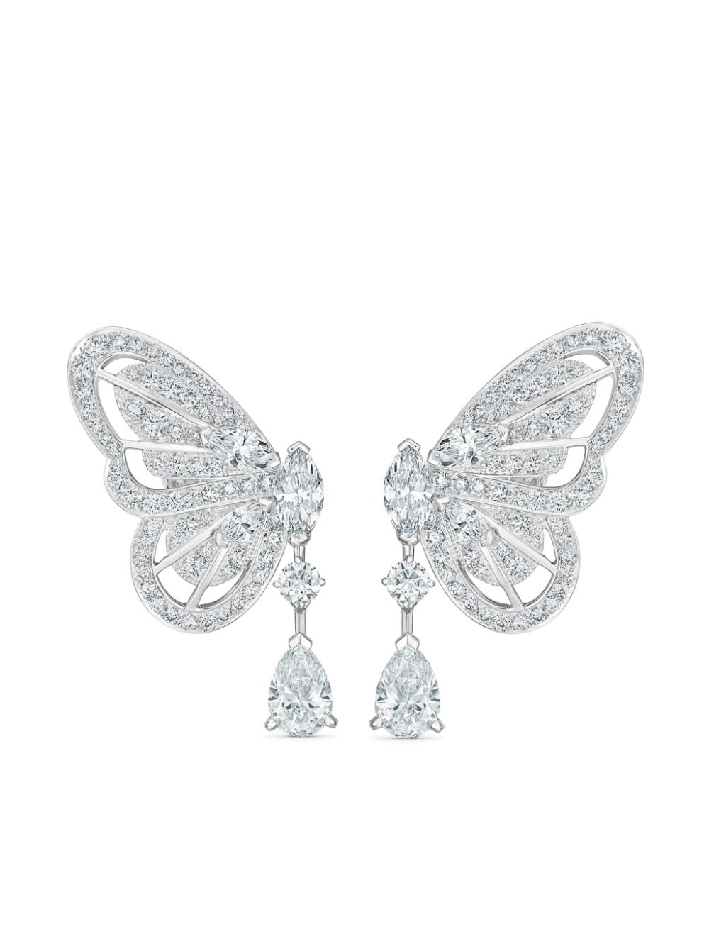 De Beers Jewellers 18kt White Gold Portraits Of Nature Diamond Earrings In Silver