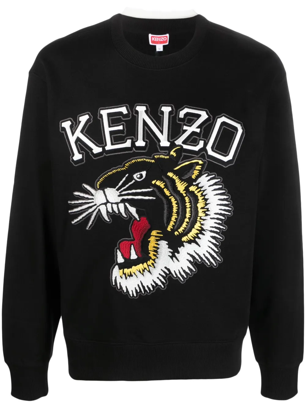 Shop Kenzo Varsity Jungle Logo-embroidered Cotton Sweatshirt In Black