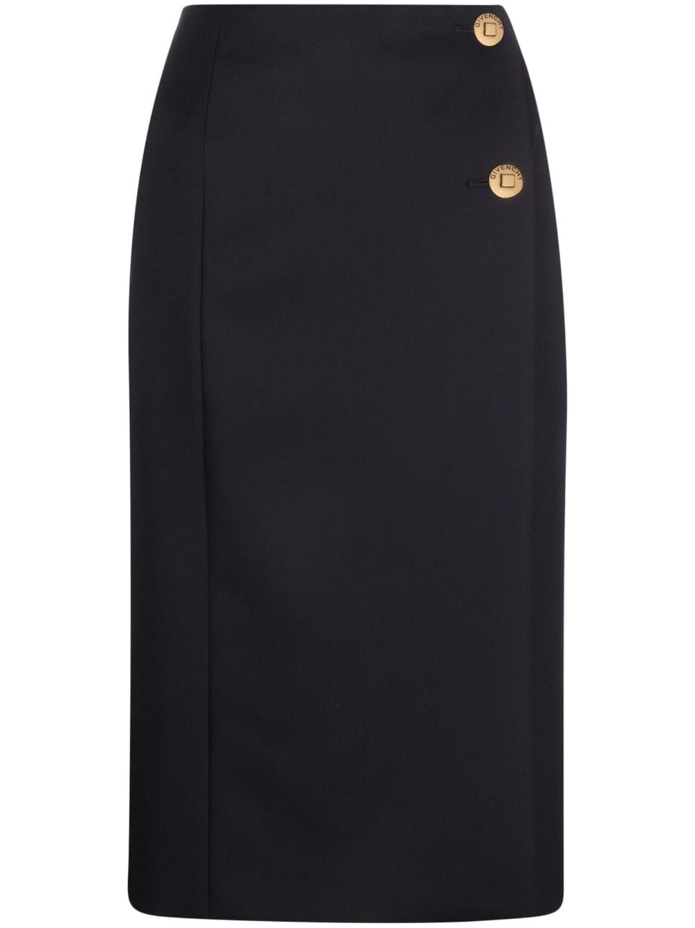 Givenchy Wool-blend Straight Skirt In Blue