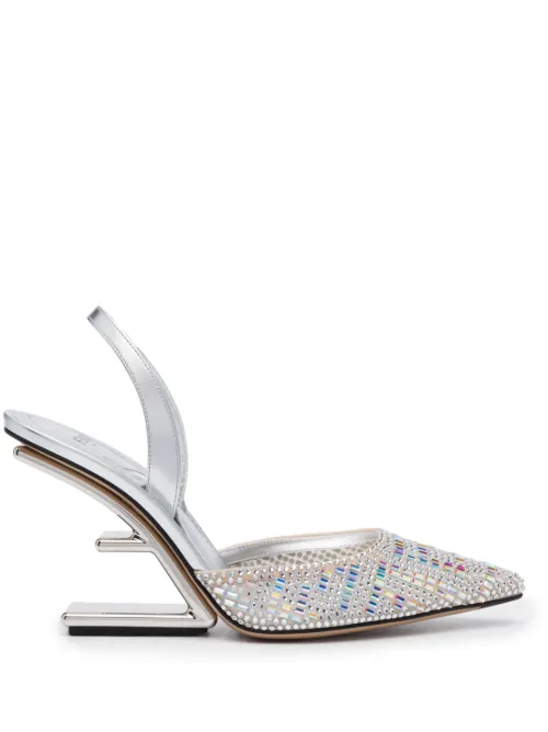Escarpins en cuir à ornements en cristal 100 mm - FENDI - Modalova