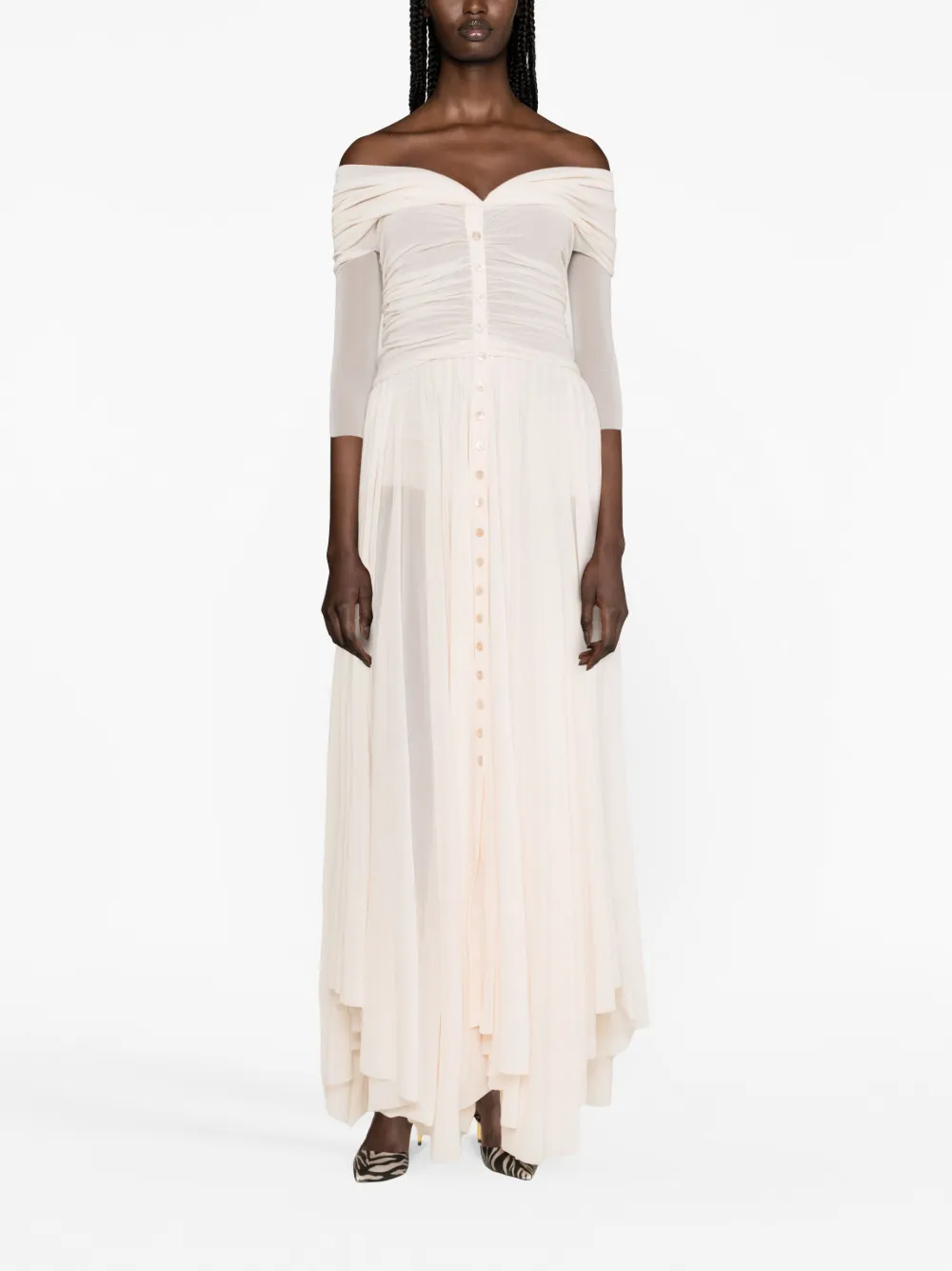 Philosophy Di Lorenzo Serafini draped pleated maxi dress - 0009 NUDE