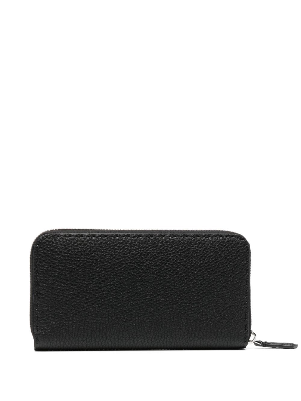 Shop Fendi Logo-plaque Leather Zipped Wallet In Black