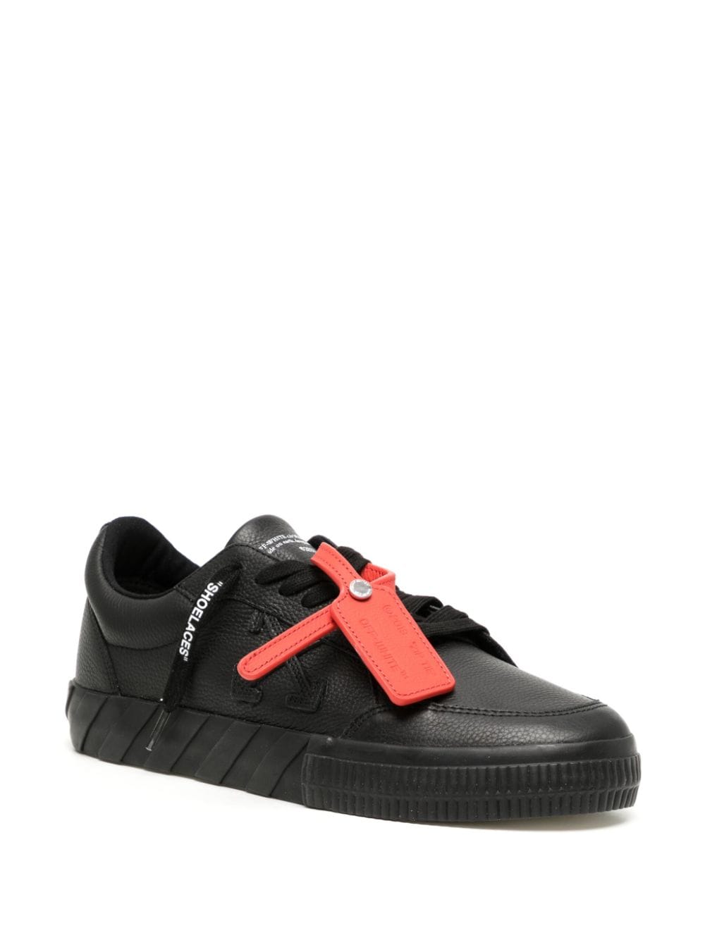 Shop Off-white Low Vulcanized Leather Sneakers In Schwarz