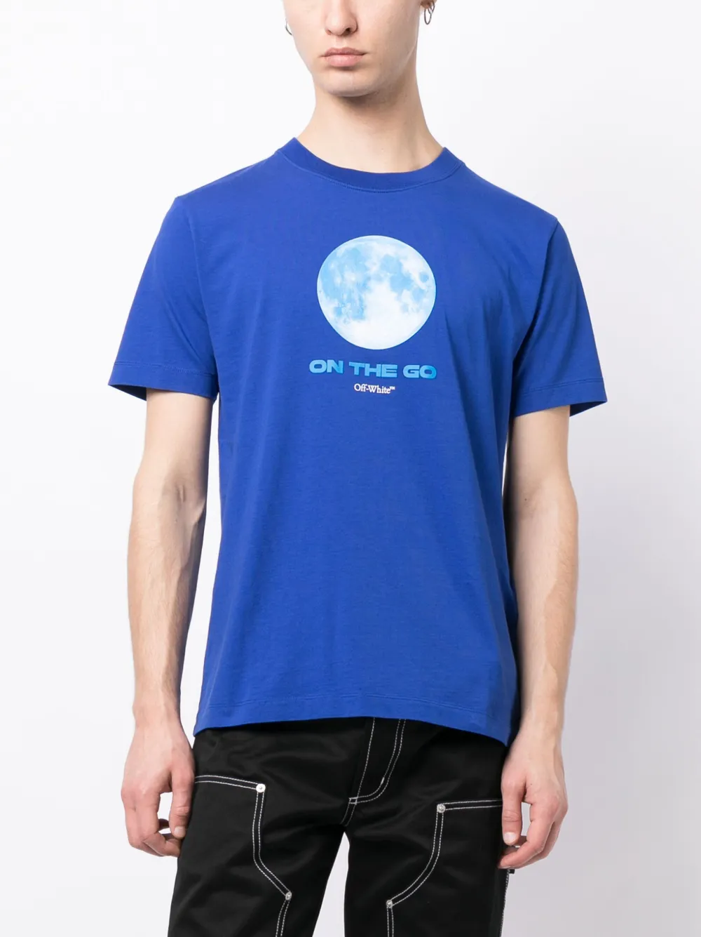 Shop Off-white On The Go Moon Cotton T-shirt In Blue