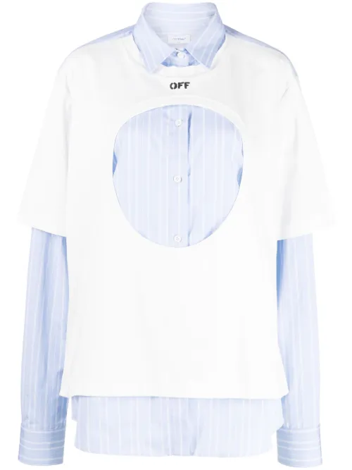 Chemise en coton Meteor à design superposé - Off-White - Modalova