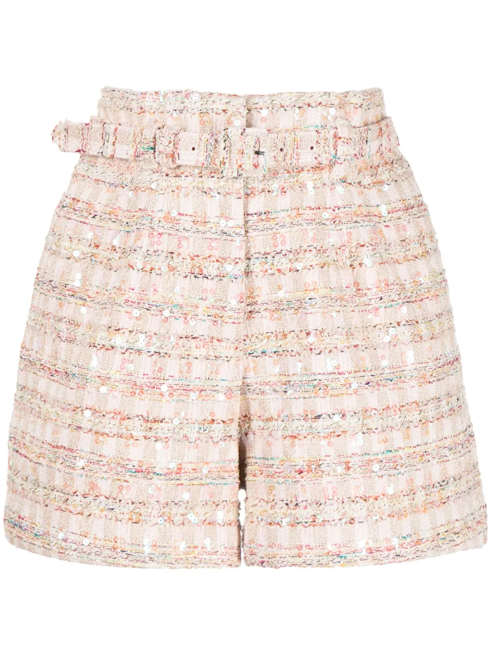 Self-portrait Sequined Boucle' Shorts In Pink