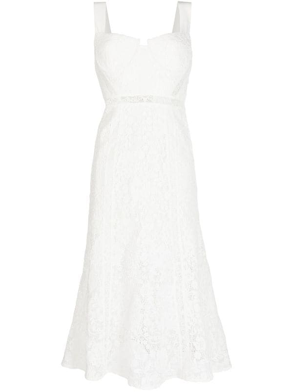 Womens Self-Portrait ivory Corded Lace Midi Dress