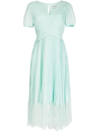 lace trim pleated dress Lace Trim Pleated Fit & Flare Dress