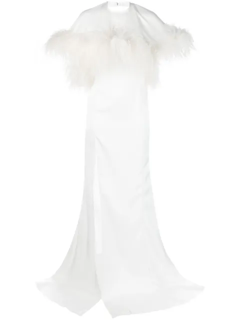 The Attico feather-trim cut-out gown