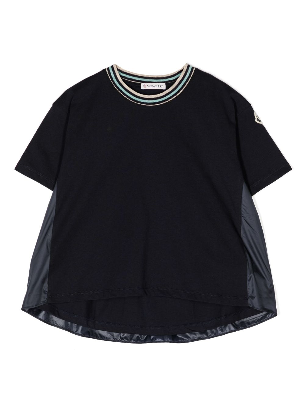 Moncler Enfant logo-patch pleated T-shirt - Blue