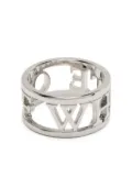 Off-White logo-lettering ring - Silver