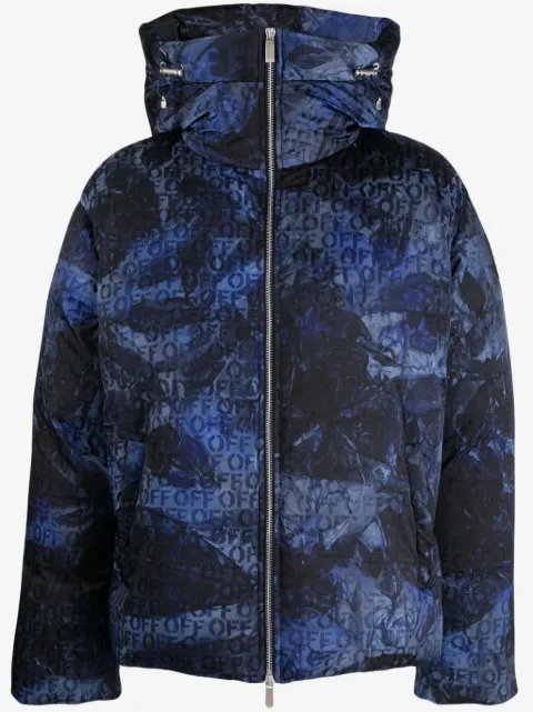 Off-White chamarra capitonada con logo en jacquard