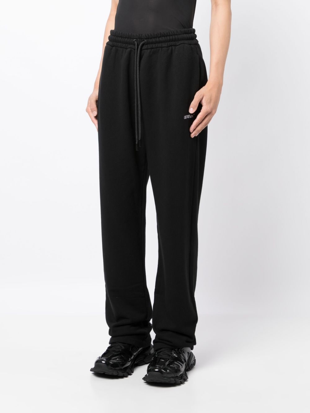 Shop Off-white Stitch Diag Cotton Track Pants In Black