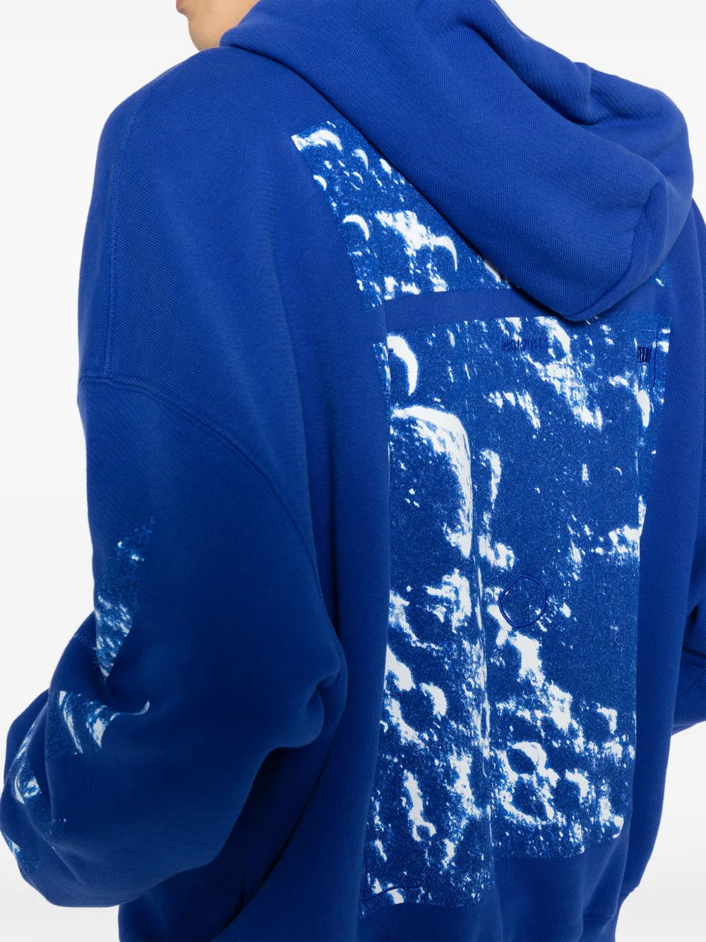 Shop Off-white Moon Tab Cotton Hoodie In Blue