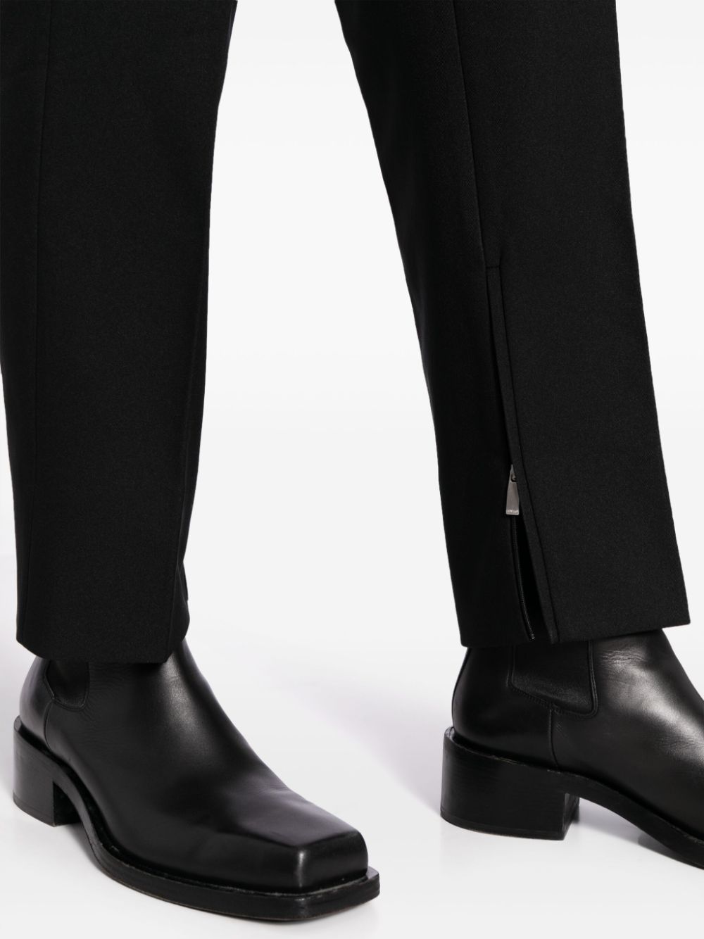 Shop Off-white Zip-detail Cotton Tailored Trousers In Black