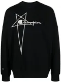 Rick Owens X Champion logo-embroidered cotton sweatshirt - Black