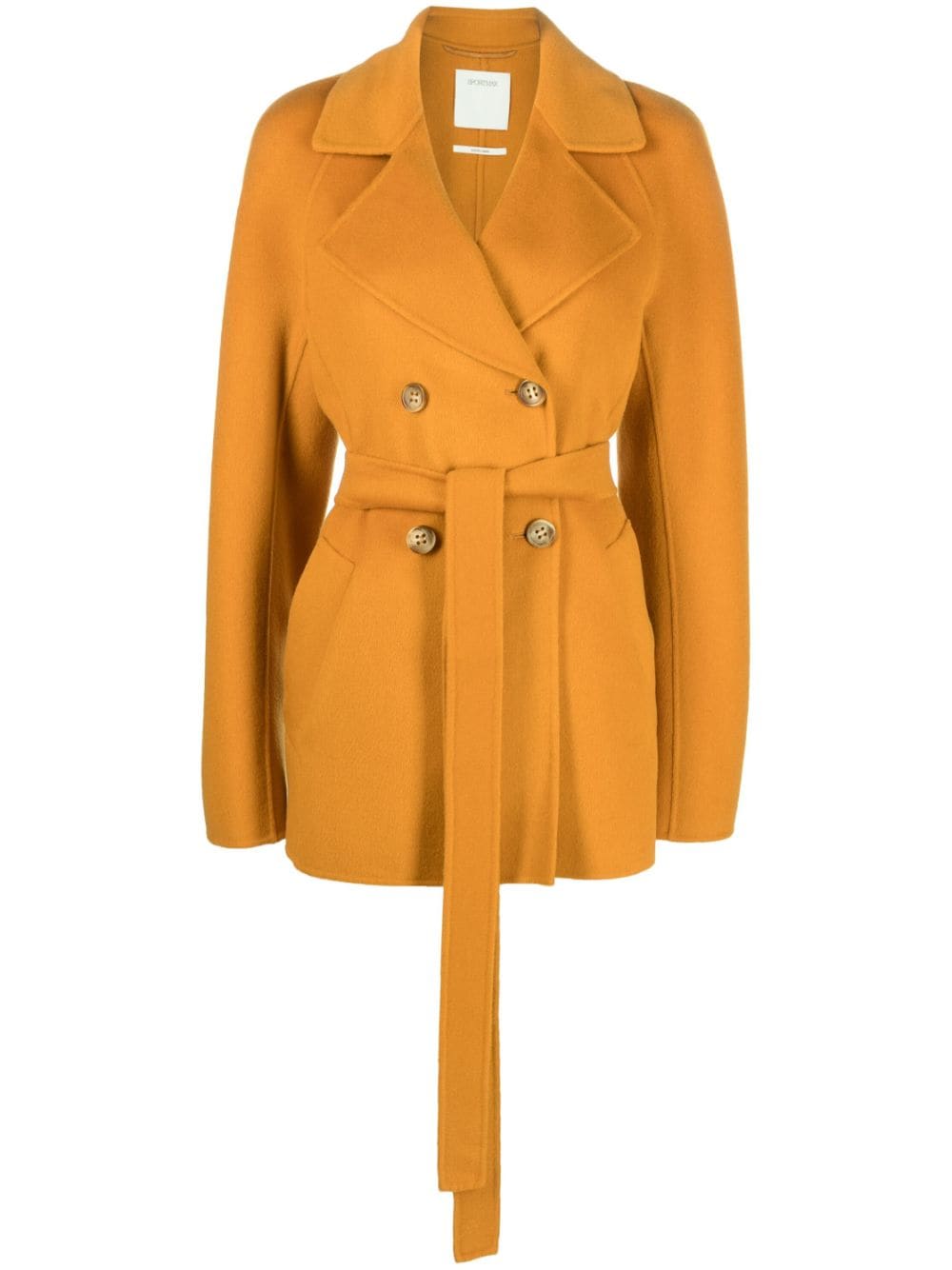 Sportmax Wool-cashmere Double-breasted Coat In Yellow