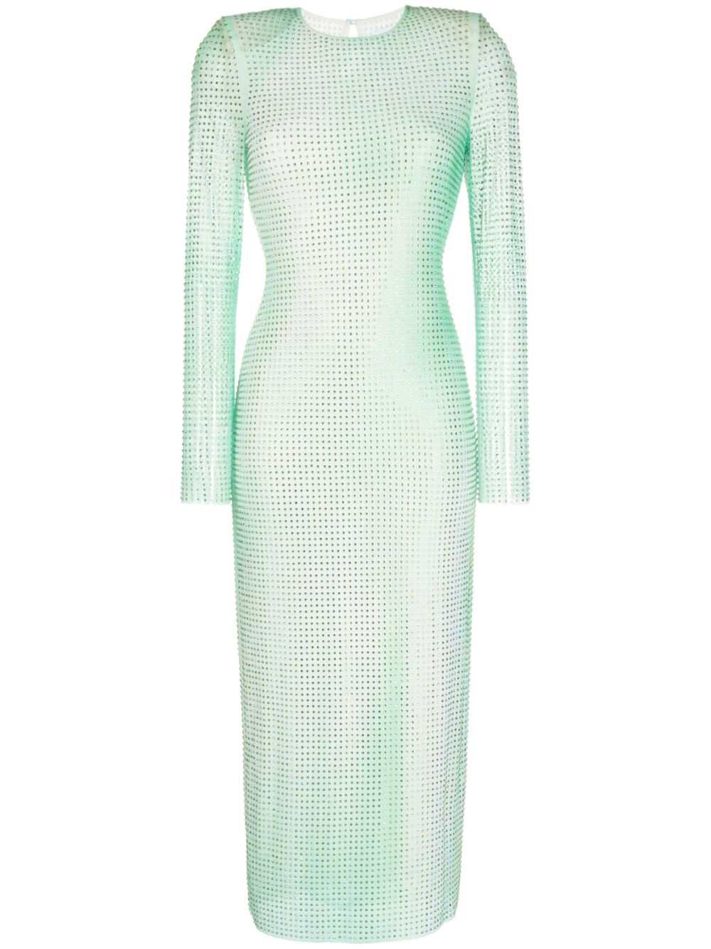 Self-portrait Embellished Mesh Midi Dress In Green | ModeSens