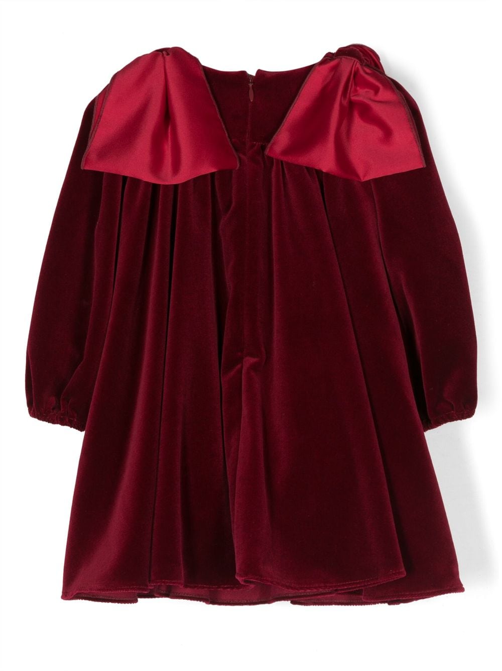 Shop La Stupenderia Bow-detailing Velvet-finish Dress In Red