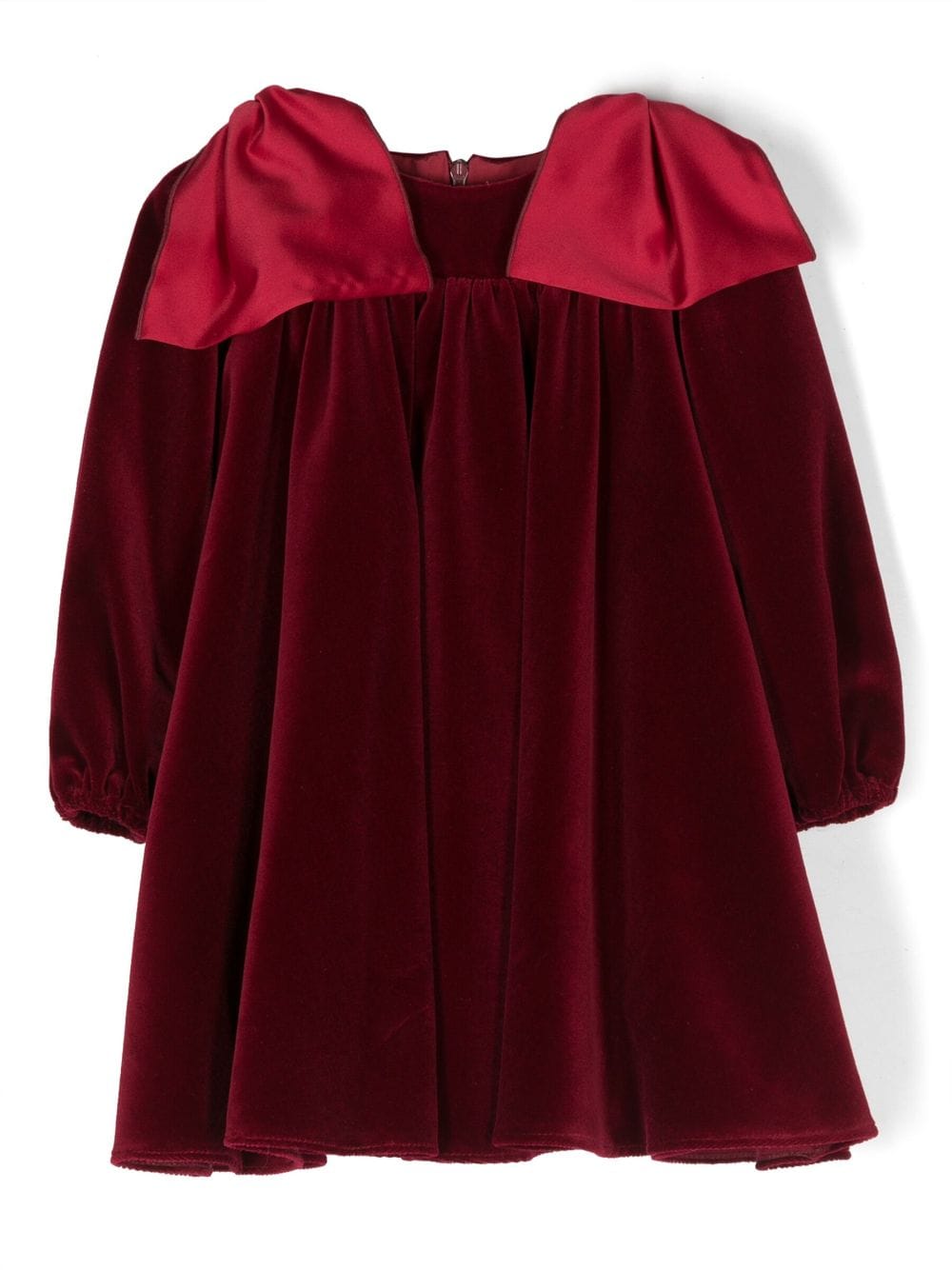 La Stupenderia Babies' Bow-detailing Velvet-finish Dress In Red