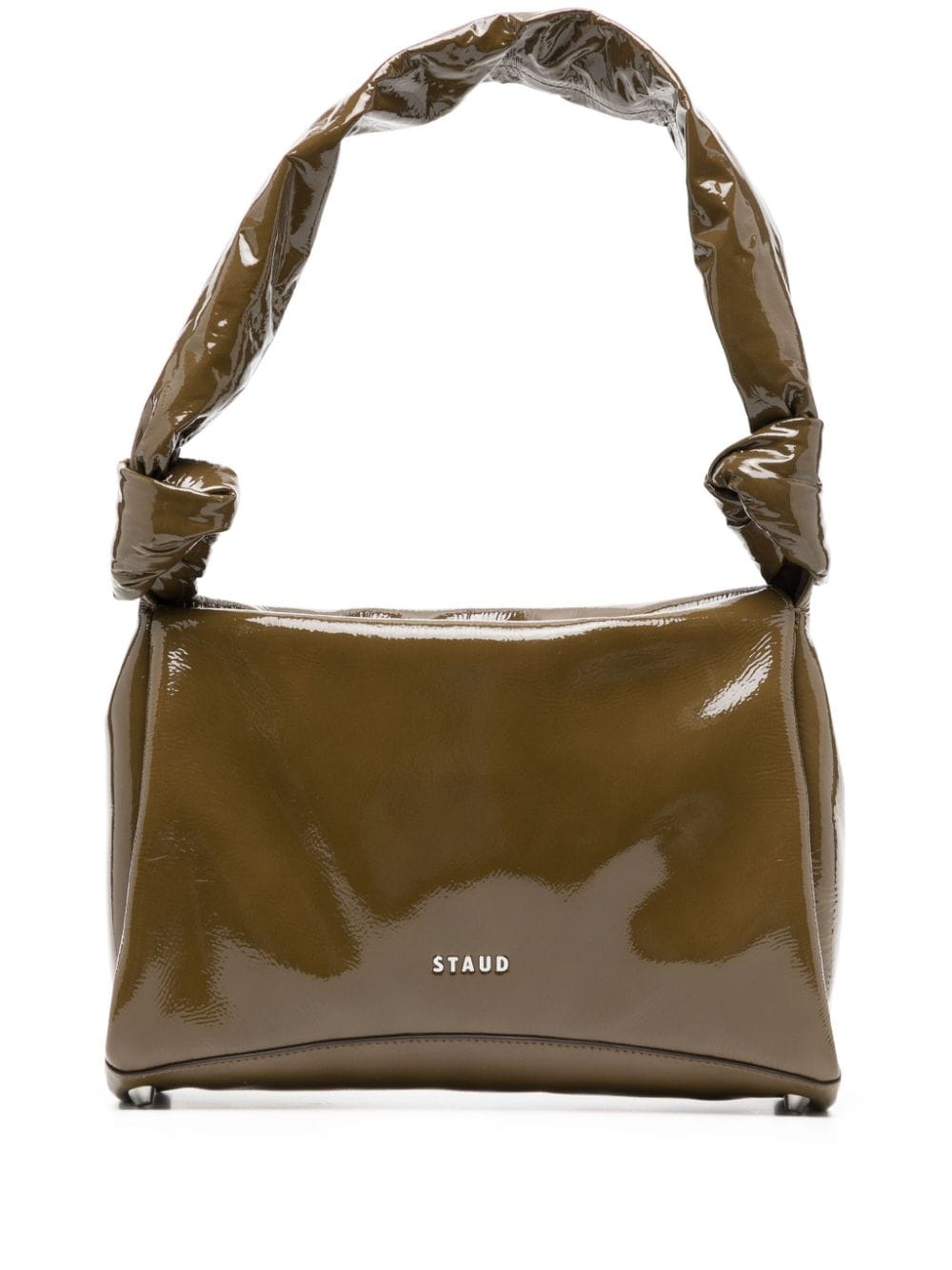 Staud Patent-finish Leather Shoulder Bag In Grün