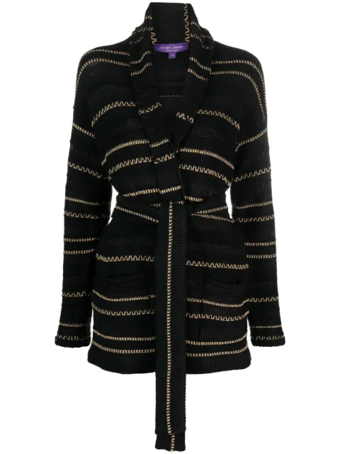 Ralph Lauren Collection contrast-stitching long-sleeve belted cardigan