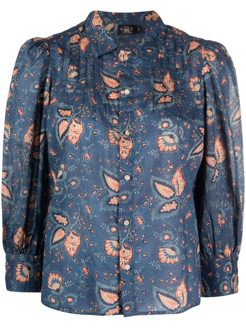Ralph Lauren Rrl Stefanie Floral-print Cotton Shirt In Blue