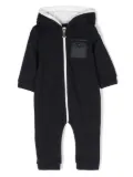 Moncler Enfant logo-patch zipped hoodie romper - Blue