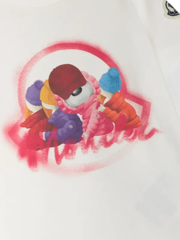 Moncler Enfant graphic-print cotton-blend T-shirt | White