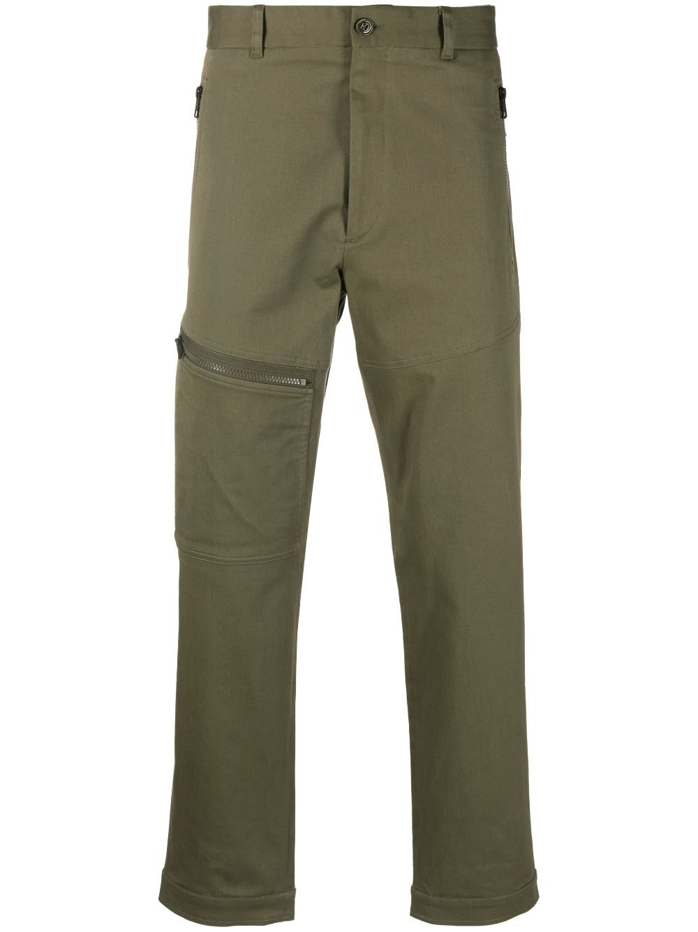 Moncler logo-patch twill tapered-leg trousers - Green