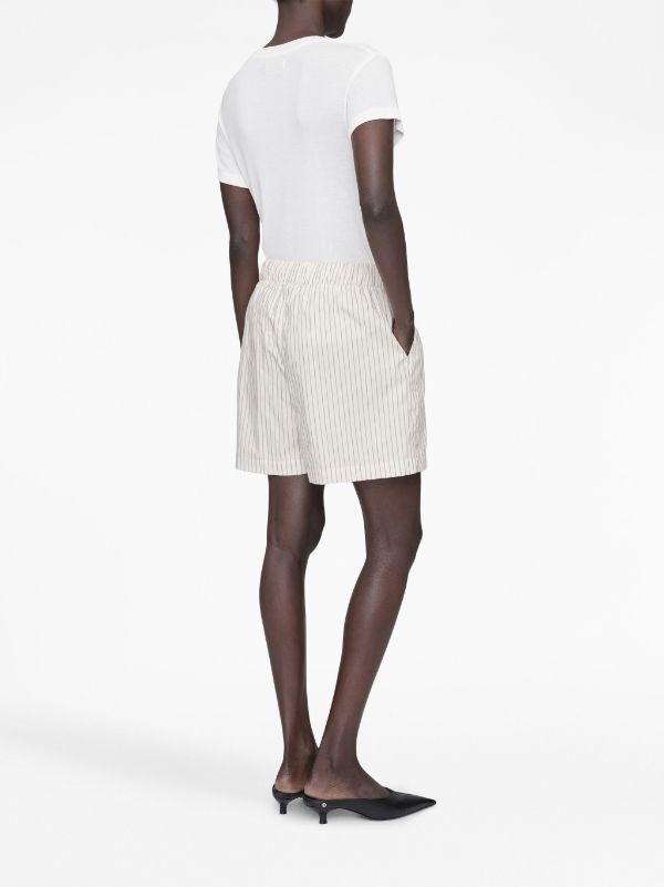 ANINE BING Ren stripe print Shorts Farfetch