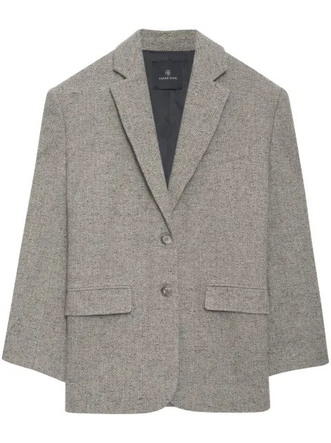 ANINE BING Quinn herringbone single-breasted blazer