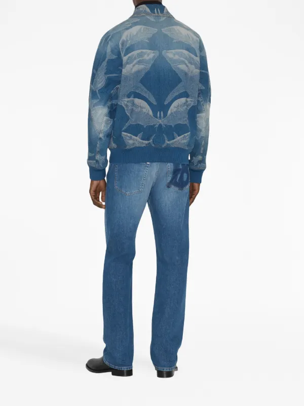 Burberry shark-print Denim Bomber Jacket | Blue | FARFETCH
