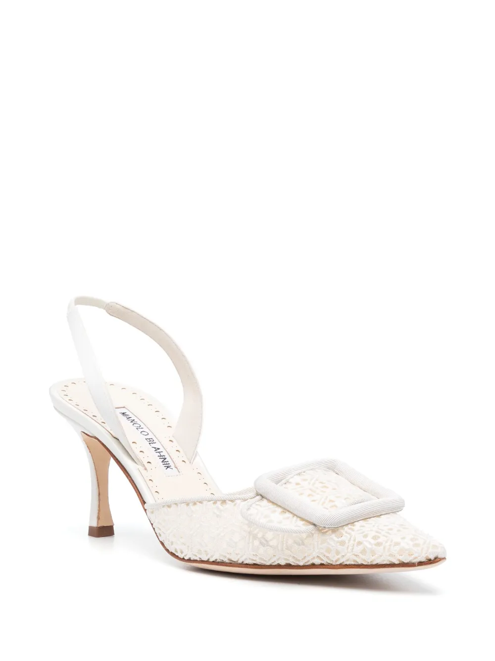 Manolo Blahnik lace-panelling buckle-detail pumps - Wit