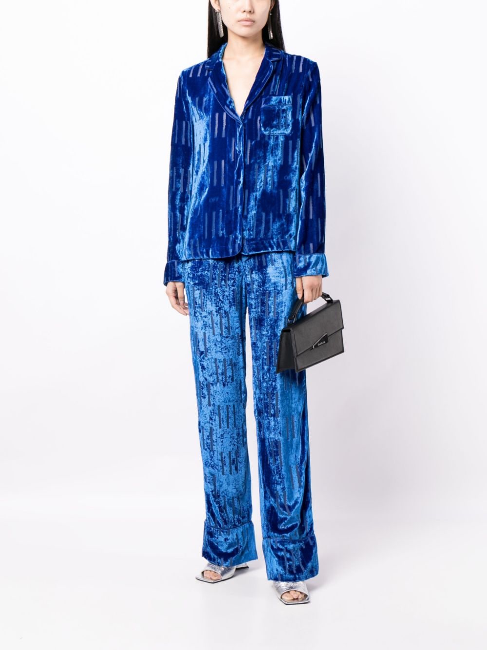 Shop Off-white Shibori Velvet Trousers In Blau