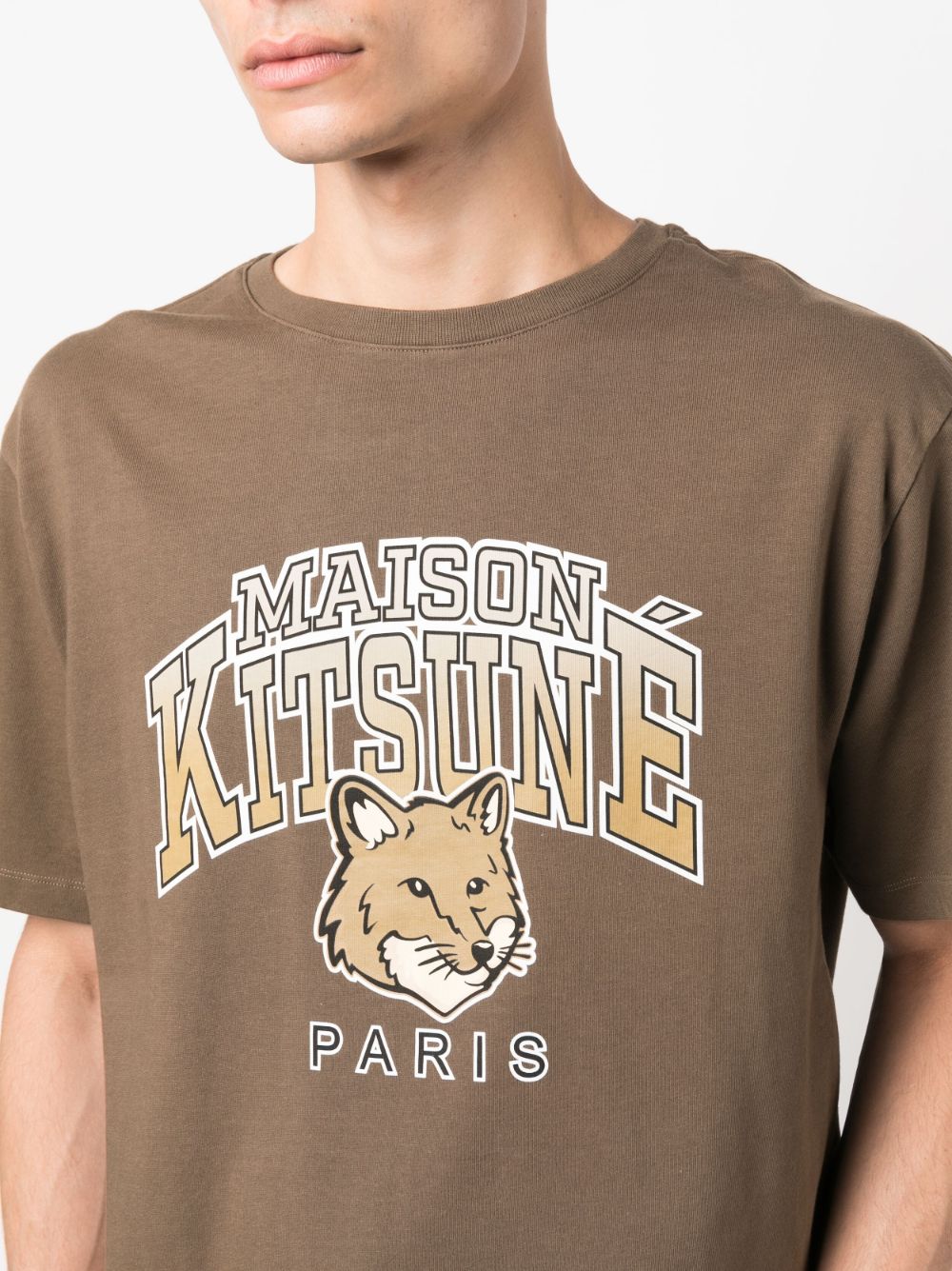 Shop Maison Kitsuné Logo-print Cotton T-shirt In Grün