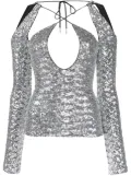 The Attico Zane sequinned cut-out top - Silver